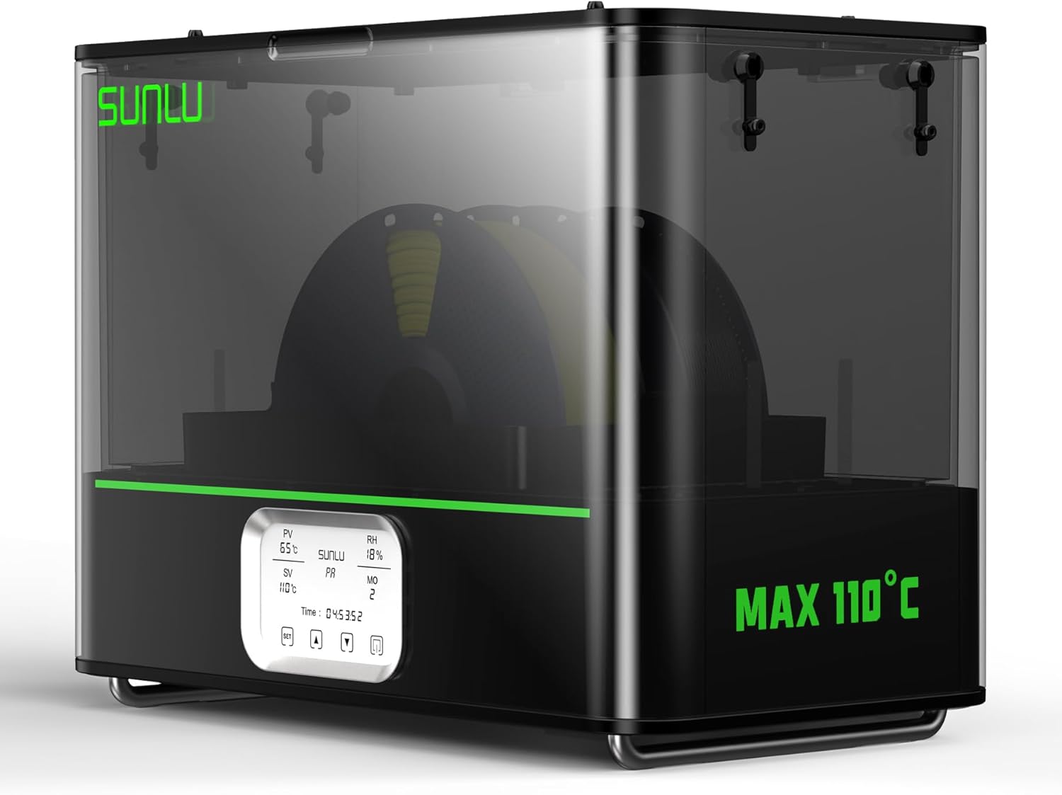 SUNLU FilaDryer E2 premium filament dryer with dual-chamber design, 500W PTC heater, and annealing capabilities for engineering materials