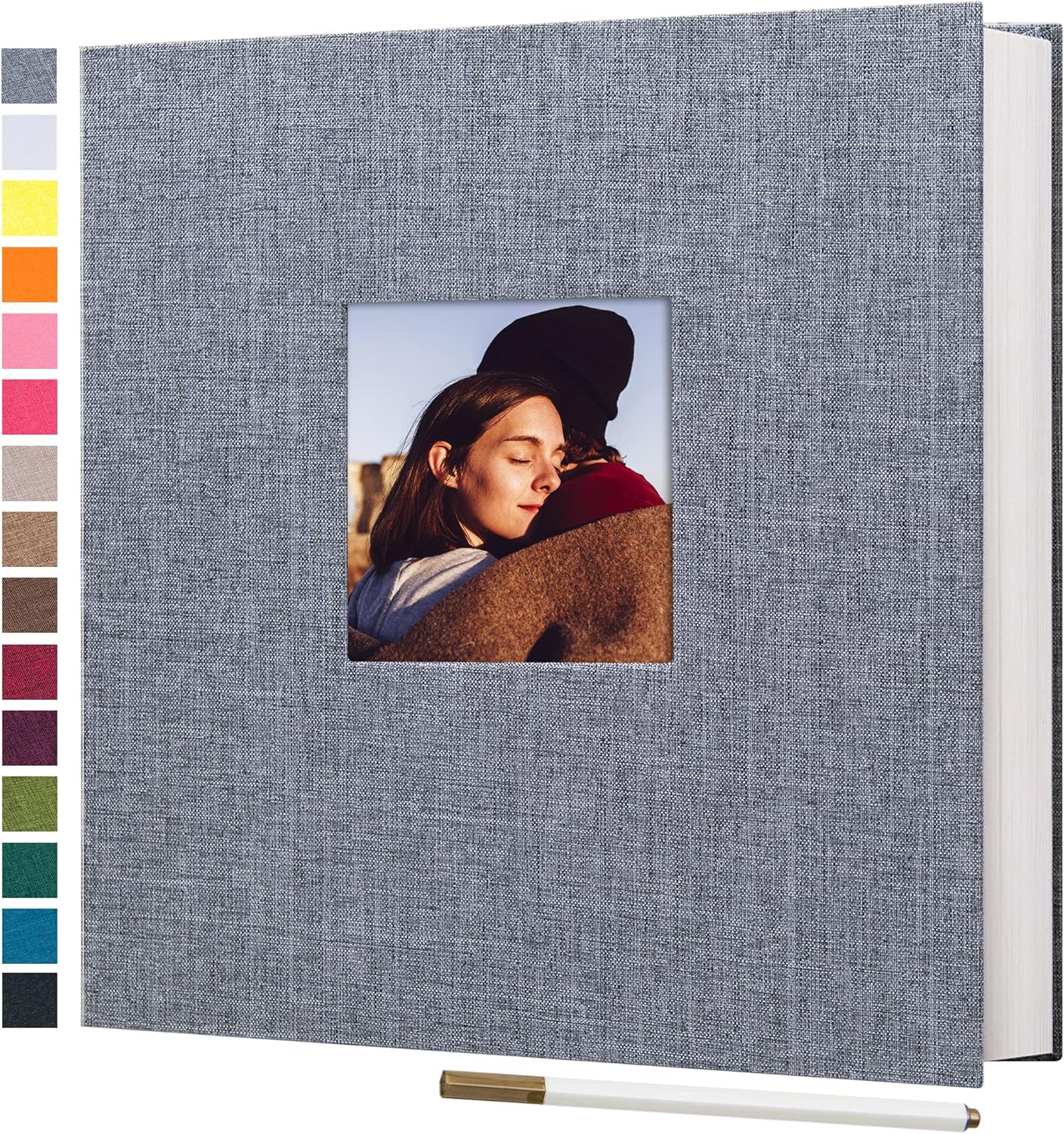 Large self-adhesive photo album with linen cover, perfect for Valentine's Day scrapbook memories and pictures