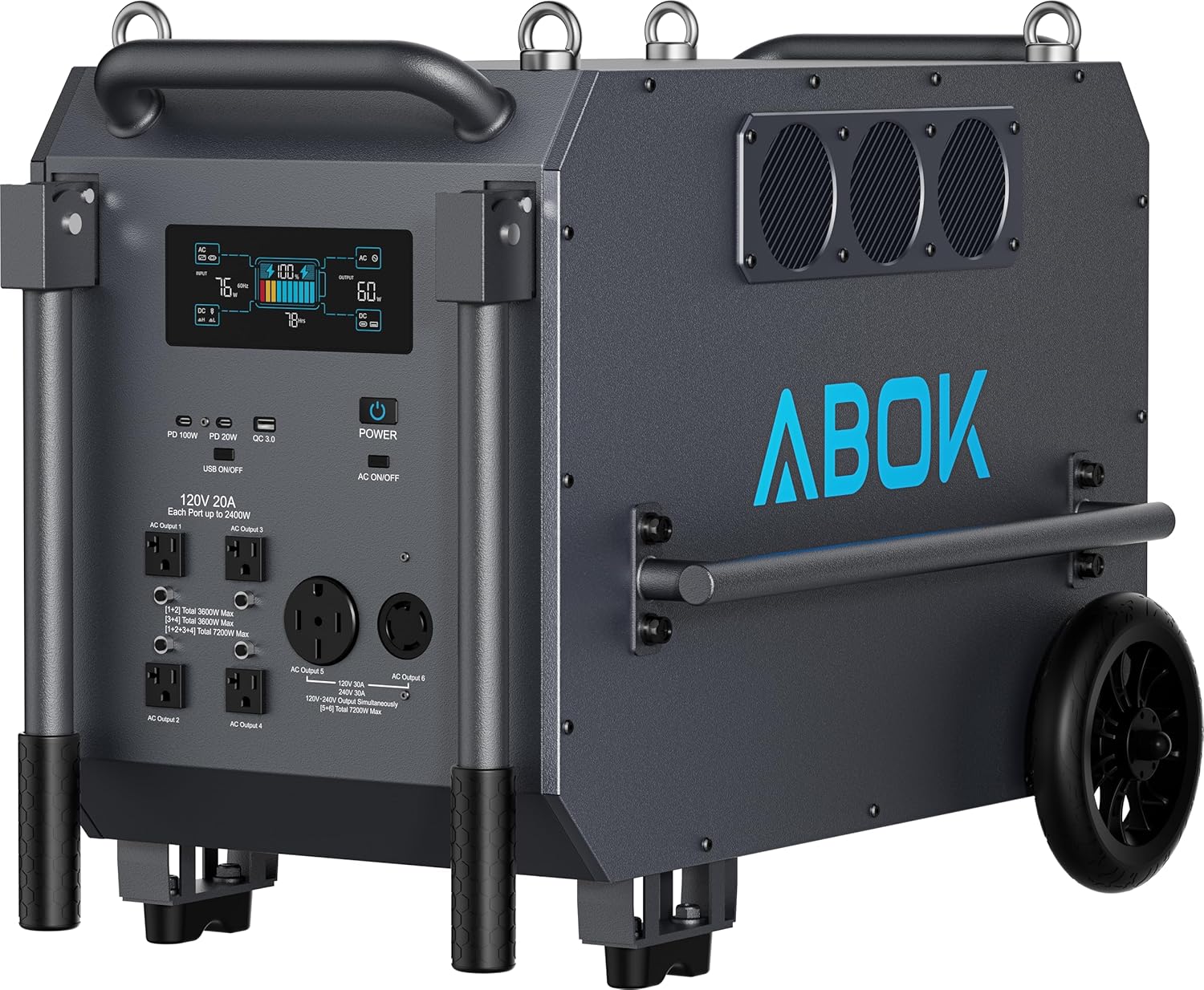 ABOK Ark7200 portable power station in outdoor construction site setting showing rugged use case