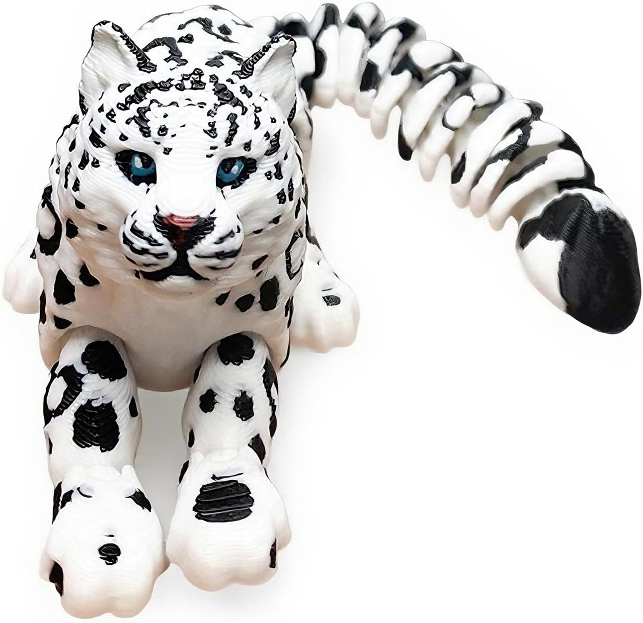 BuQueHM 8 inch snow leopard flexible articulated 3D printed animals stress relief unique desk decor
