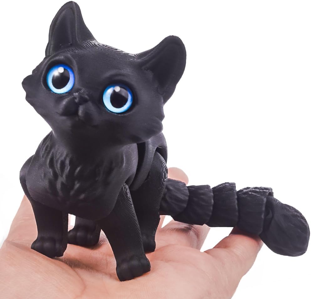 WUQIREN 3D printed black cat articulated fidget toy desktop decoration Easter basket stuffer gift for kids