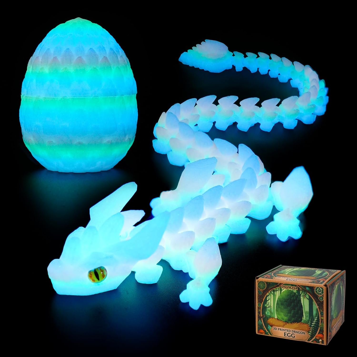 Zobetro 3D printed articulated crystal dragon in egg executive desk fidget toy Easter gift