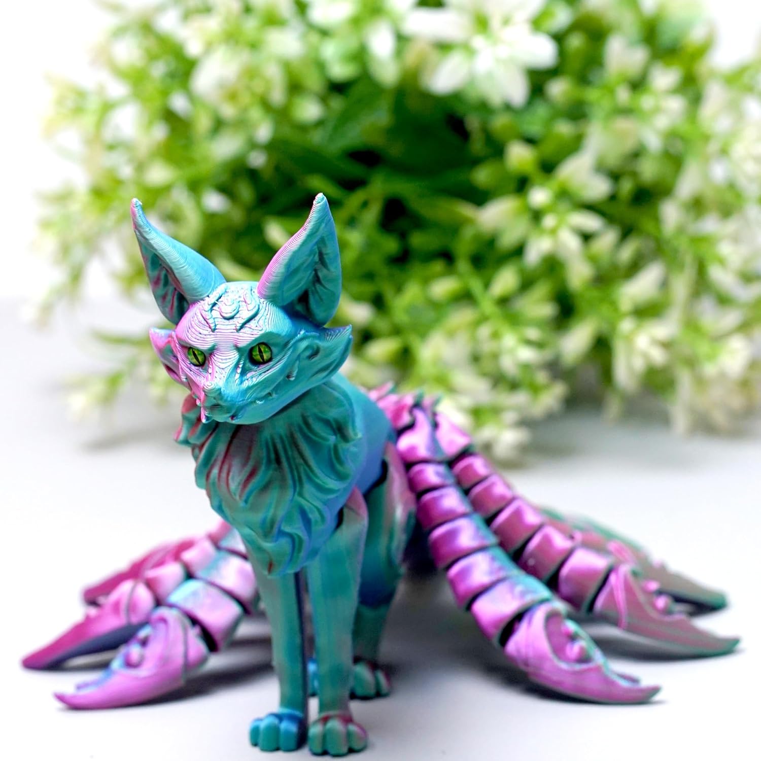 LUYUCUBE 3D printed nine-tailed fox model flexible articulated fidget toy Easter gift executive desk collectible