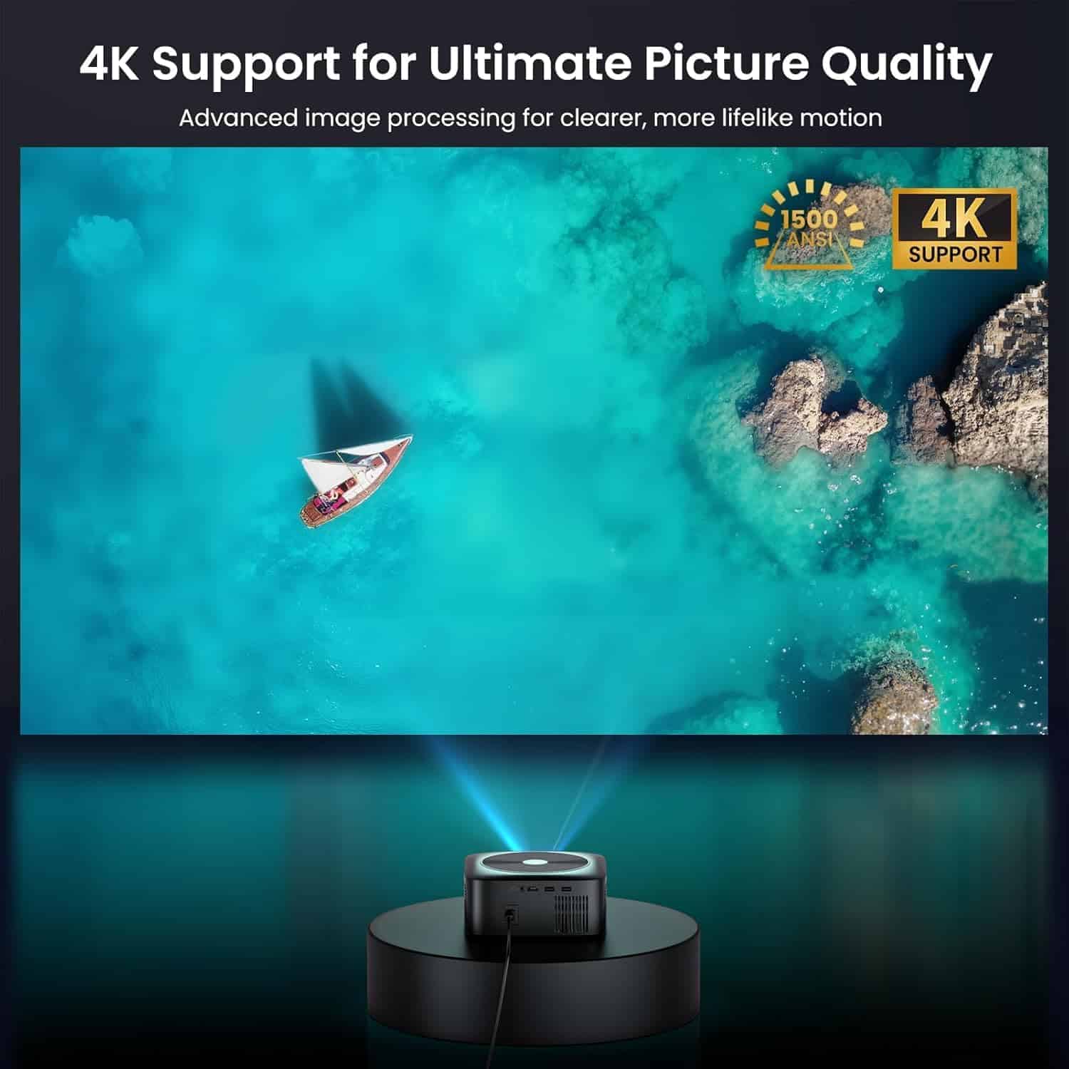 HAPPRUN projector 4K input support showing super high quality image detail