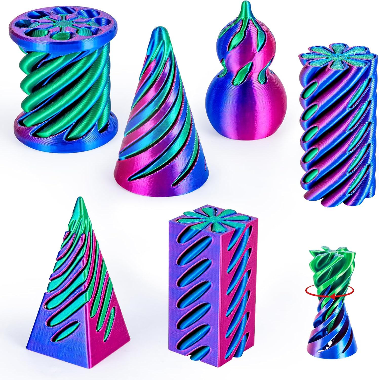 3Dgenius 6-pack spiral cone fidget toys 3D printed impossible pyramid passthrough