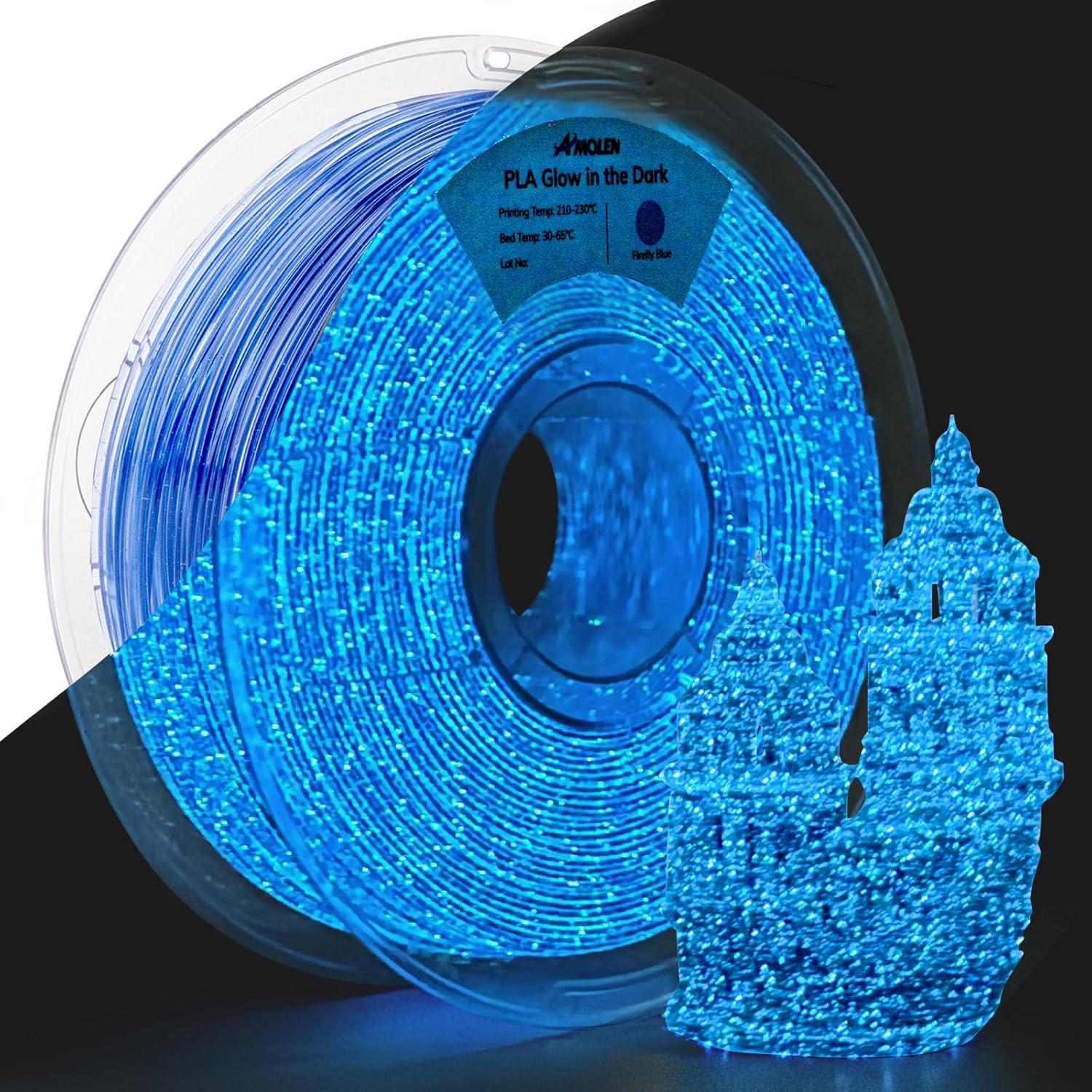 AMOLEN Glow in the Dark Firefly Blue PLA
