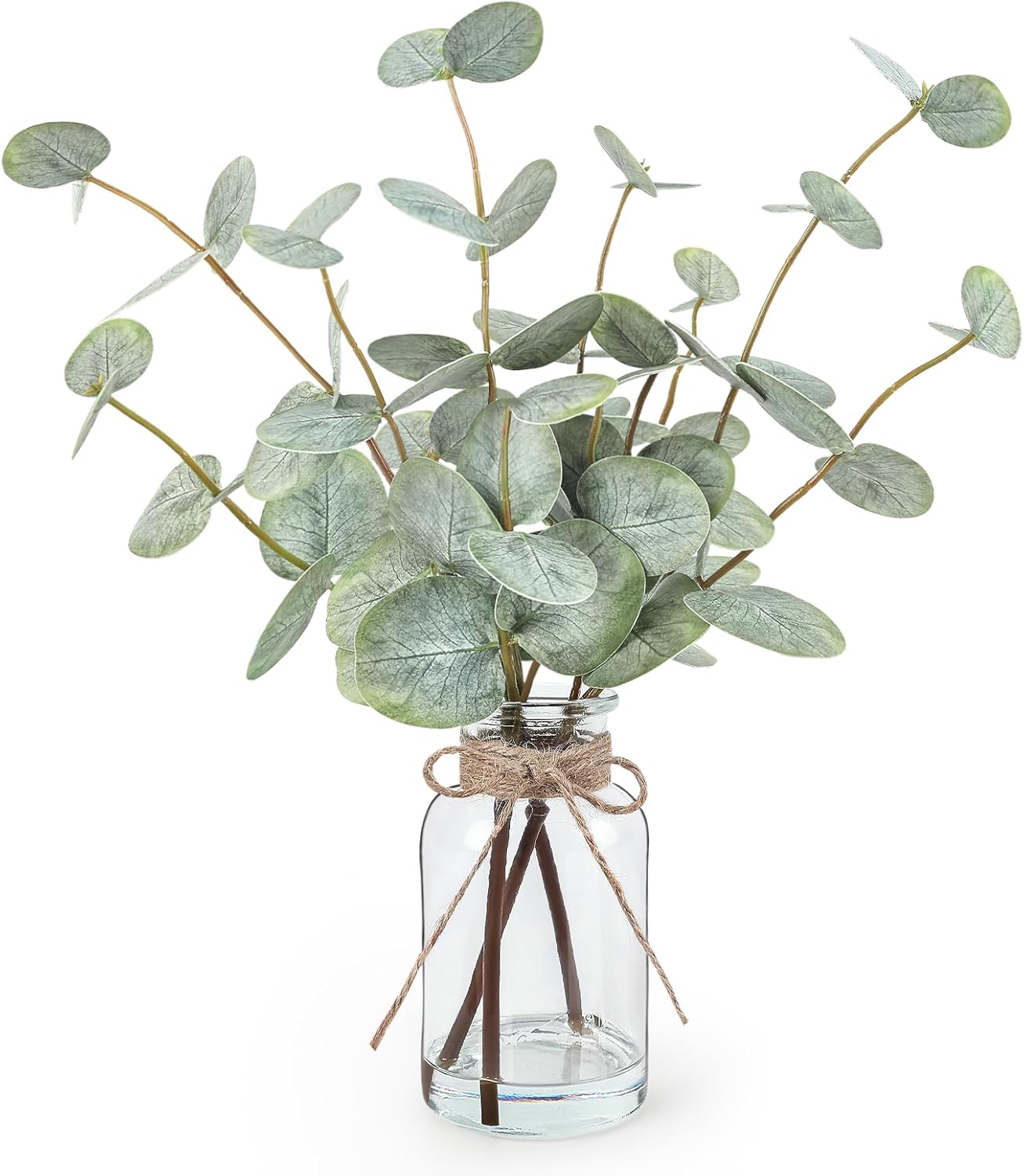 Bessol artificial eucalyptus glass vase faux water farmhouse coffee table office centerpiece