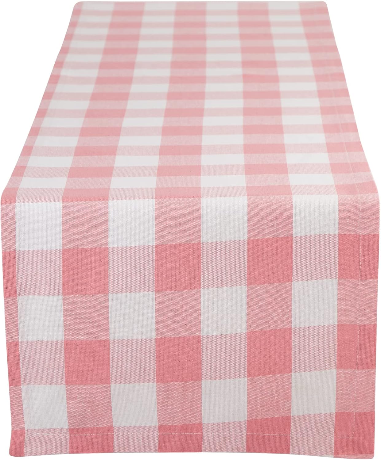 DII Buffalo Check Classic Farmhouse Table Runner 14x108 Pink White spring