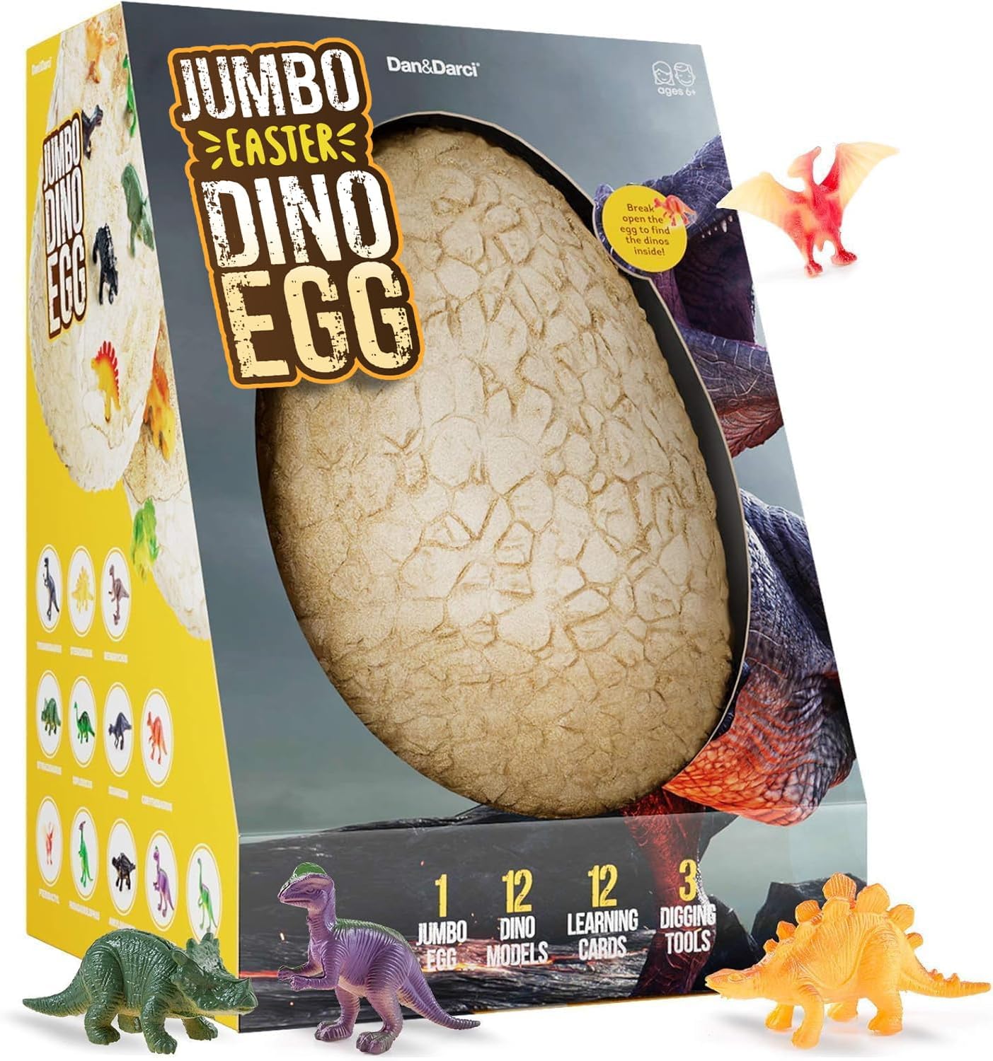 Dan and Darci Jumbo Dino Easter Egg with 12 surprise dinosaurs archaeology STEM
