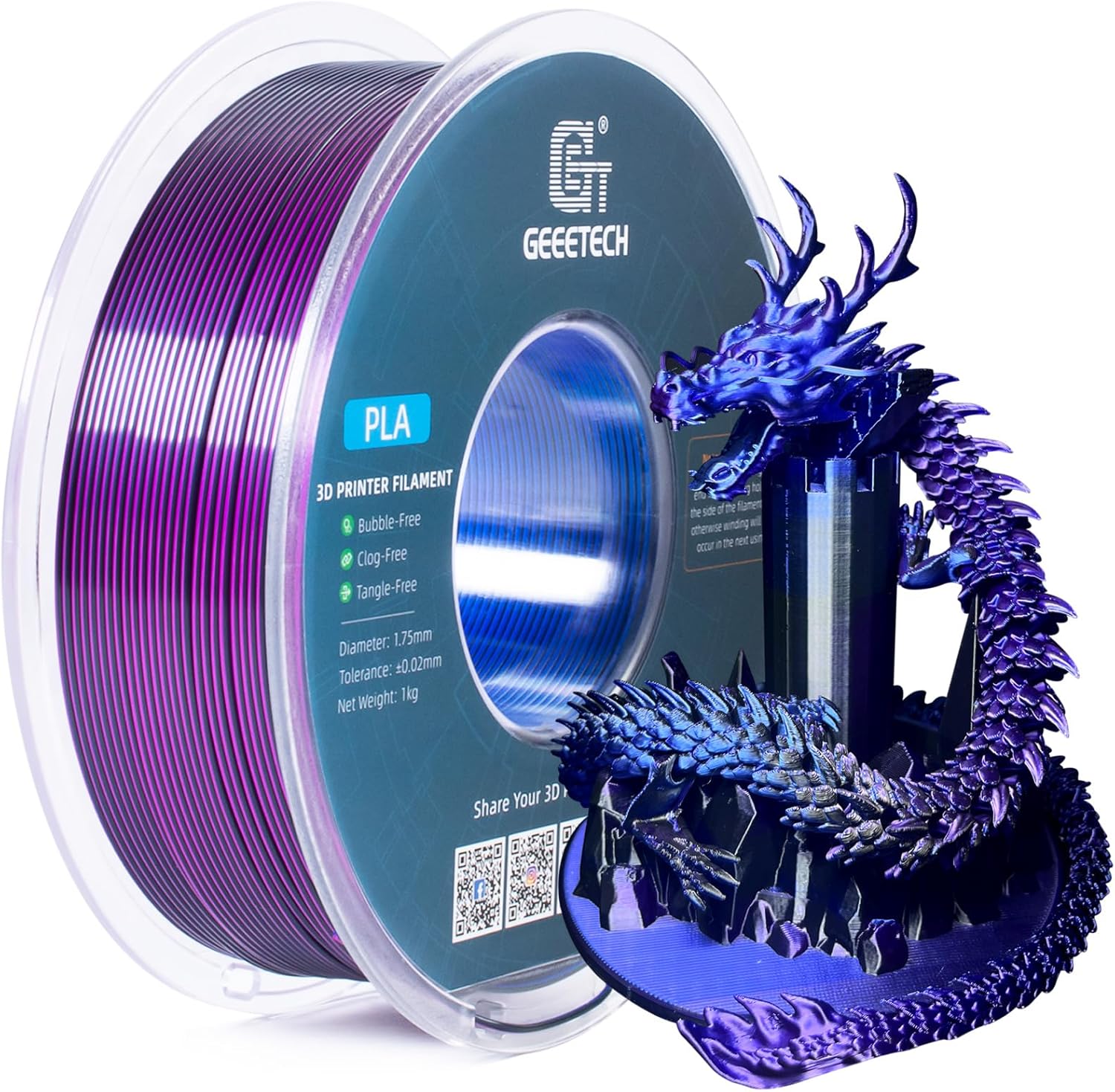 Geeetech Silk PLA Tri Color Blue Purple Black