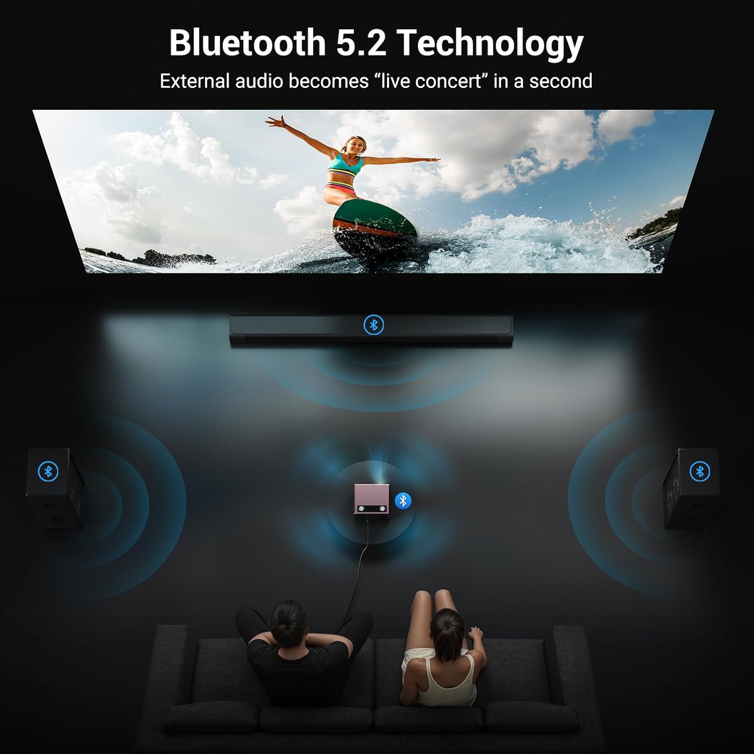 HAPPRUN C58 PRO Bluetooth 5.2 technology for wireless headphones and speaker connectivity