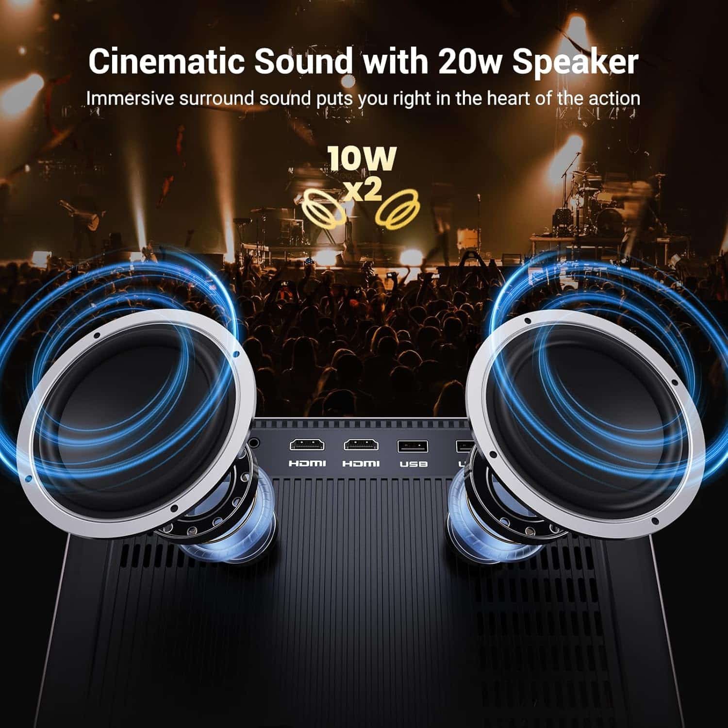 HAPPRUN C58 PRO cinematic sound with 20W dual built-in Dolby Audio speakers