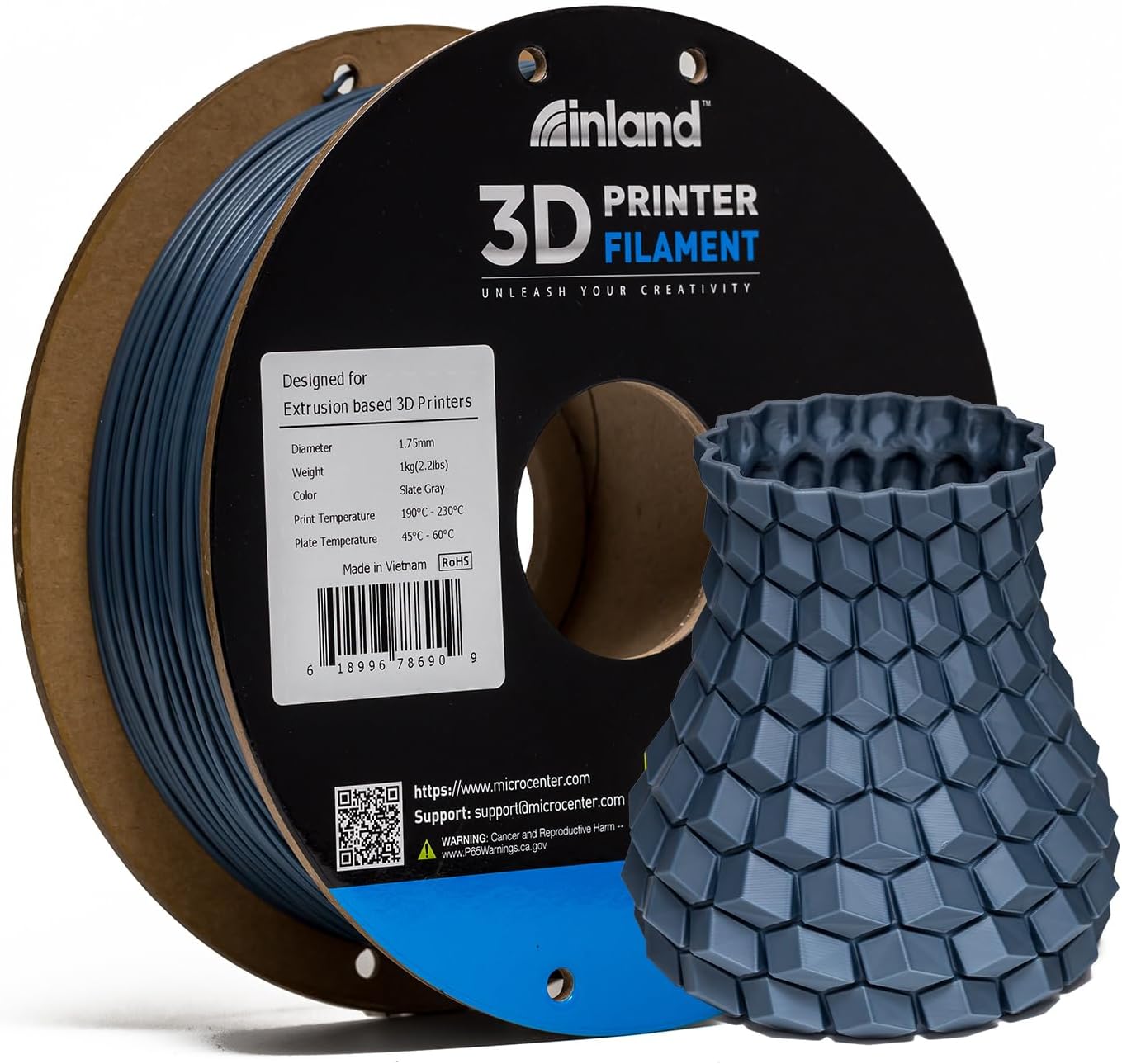 Inland PLA Filament 1.75mm Slate Gray