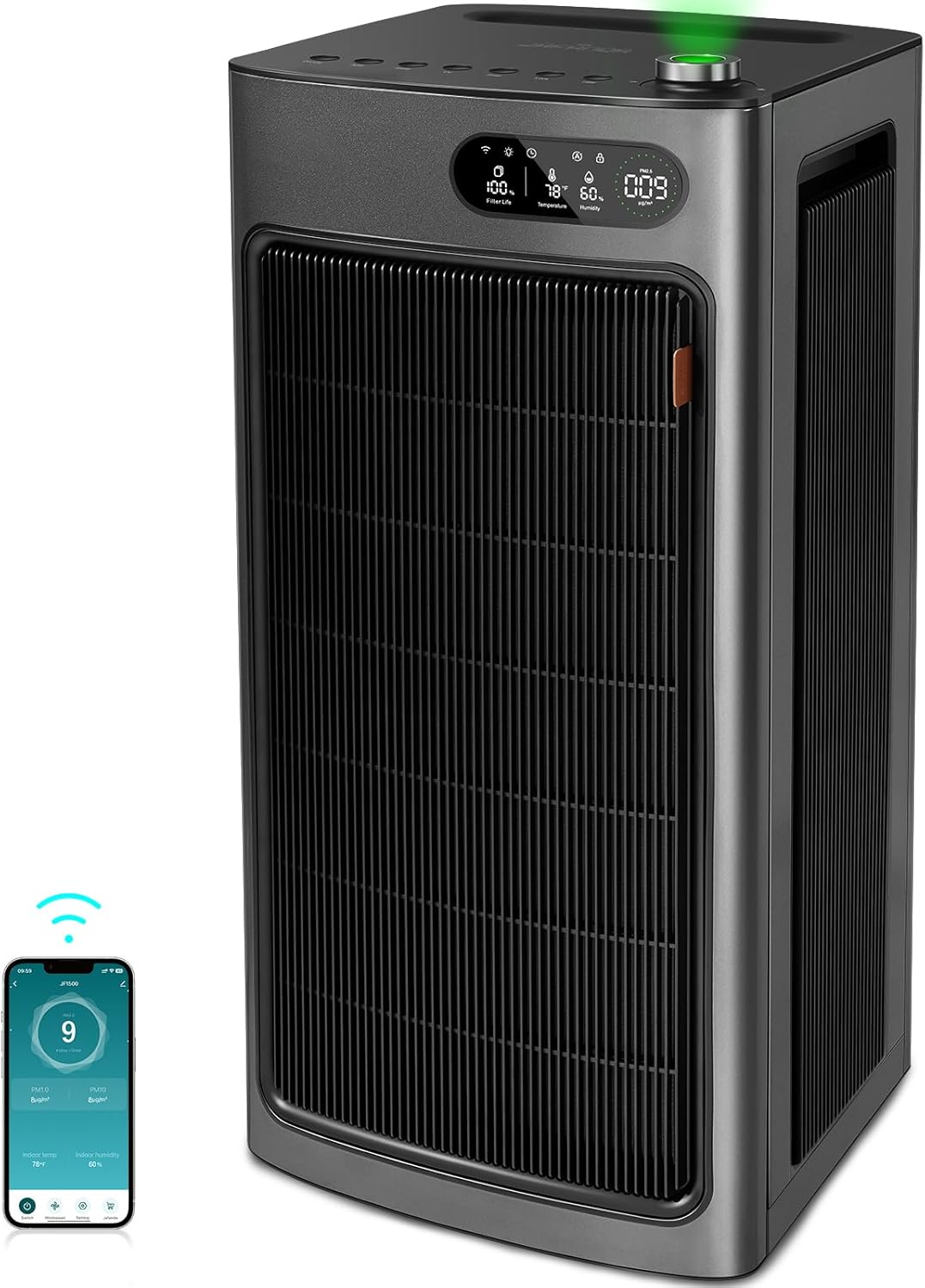 Jafanda JF1500 air purifier 6862 sq ft gunmetal black premium design