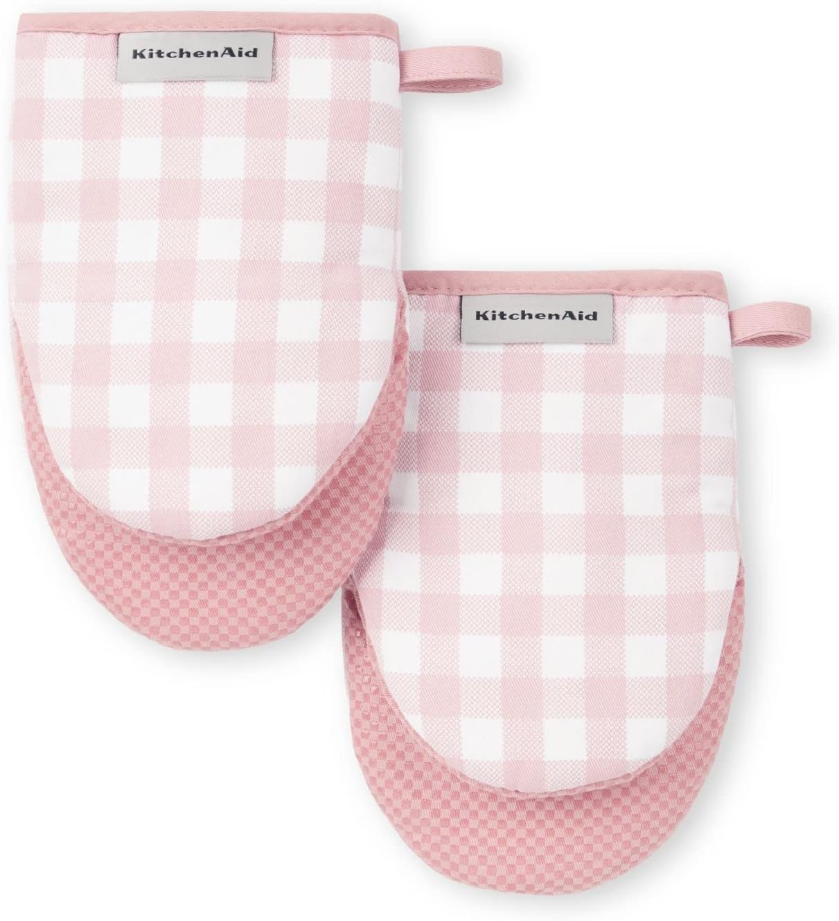 KitchenAid Gingham Mini Oven Mitt 2-Pack Set Dried Rose spring kitchen