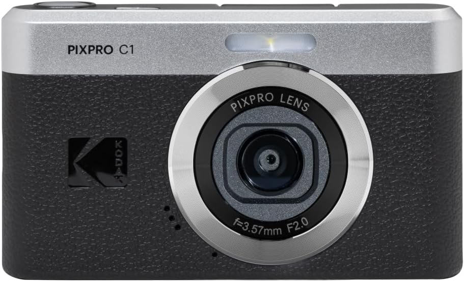 Kodak PixPro C1 Digital Camera Black 13MP with flip screen for vlogging and selfies