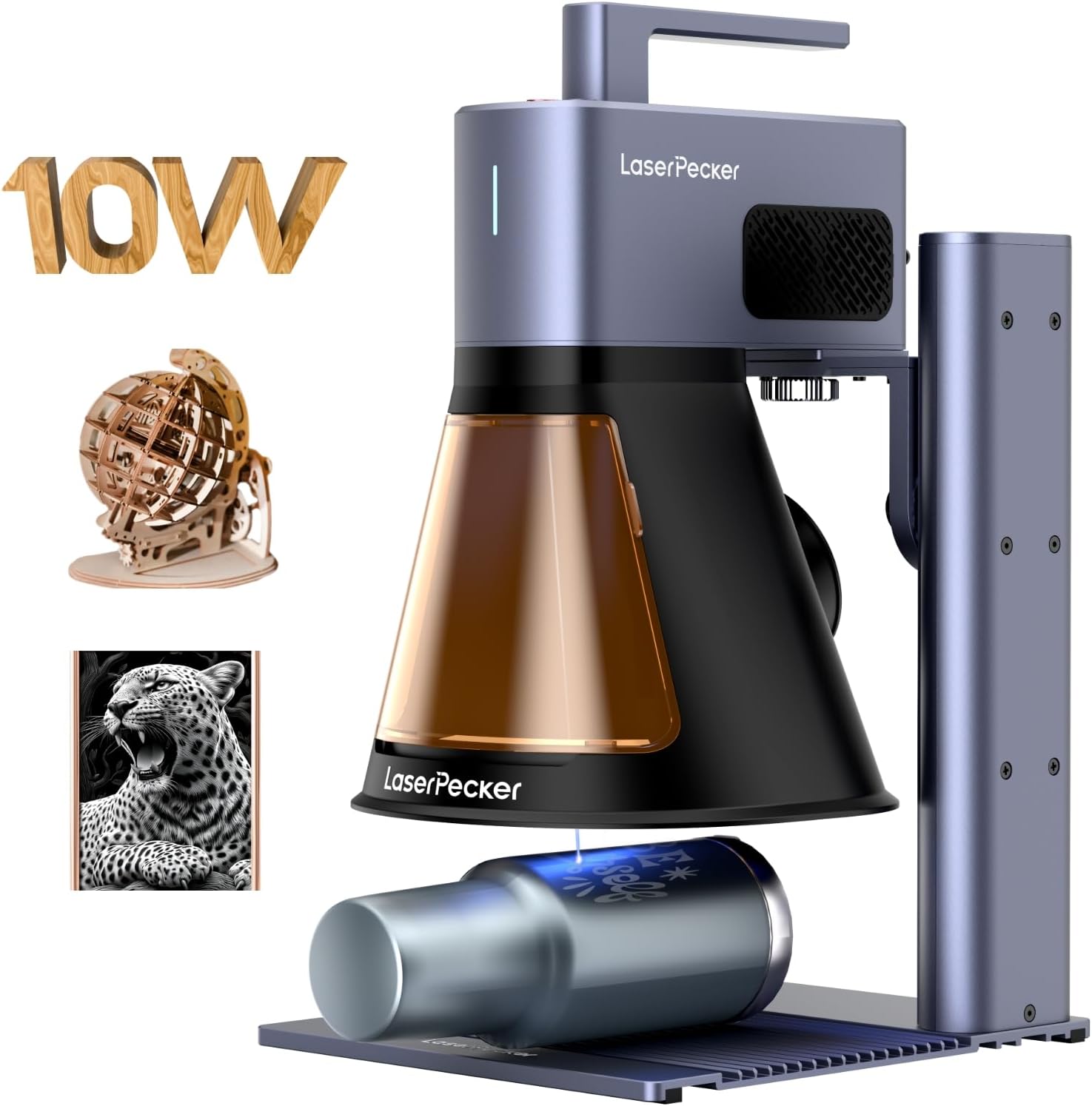 LaserPecker LP2 Plus 10W engraver showing product design and build quality from front angle