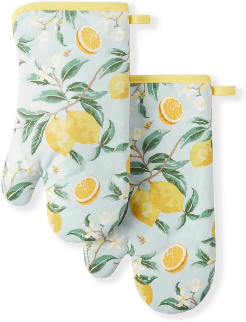 Martha Stewart Lemon Whimsy Oven Mitt 2-Pack Set Yellow 7x13 spring kitchen