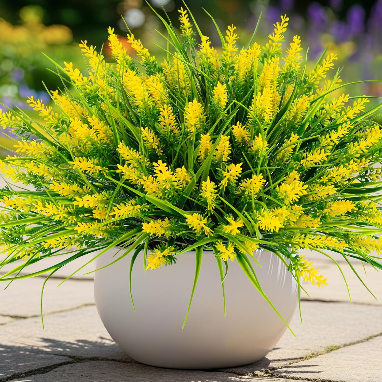 NT NIETING 10 Bundles Artificial Plants Outdoor UV Resistant Monkey Grass Yellow Easter decor