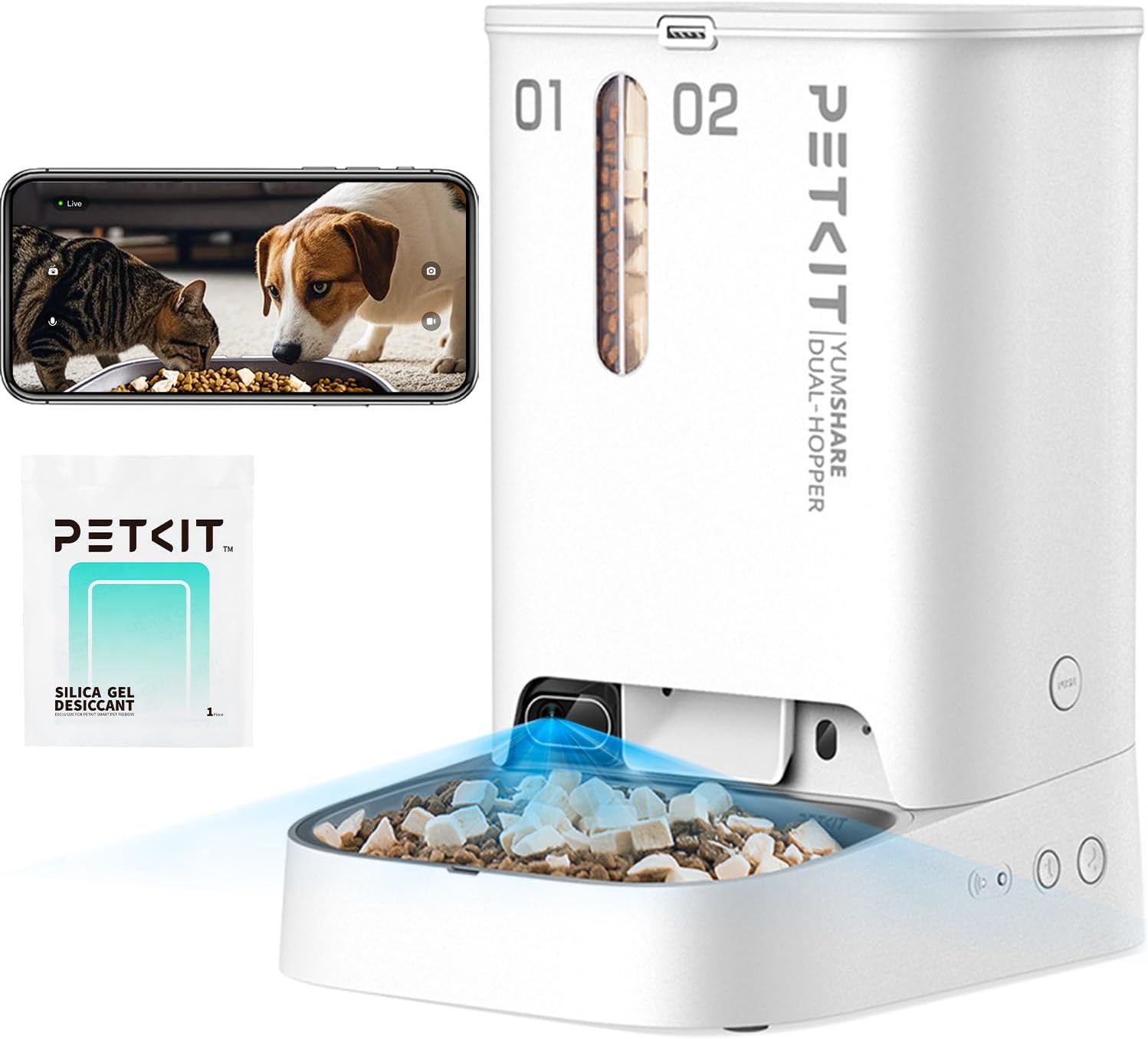 PETKIT automatic pet feeder with camera 1080P WiFi dual hopper