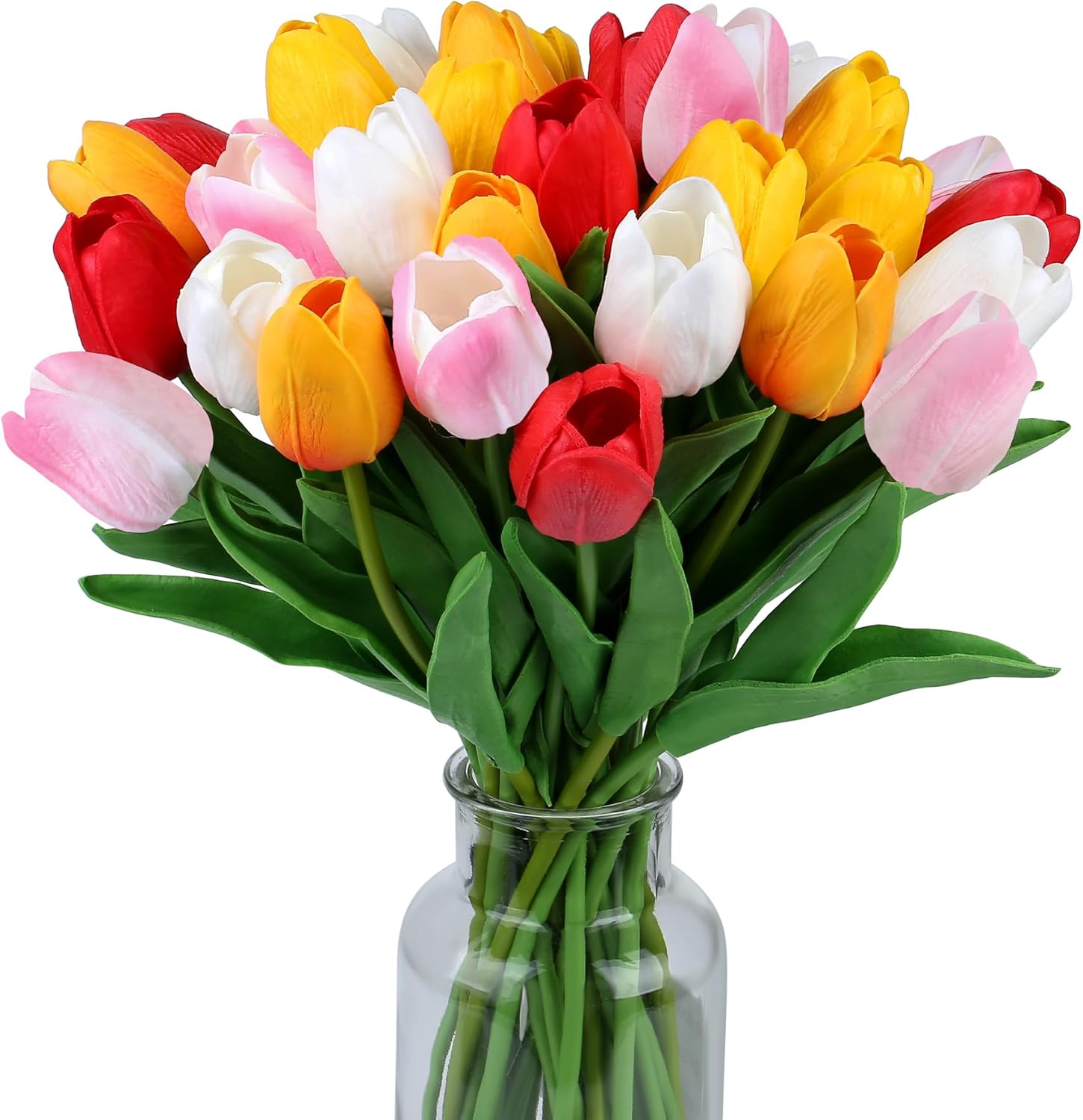SITUMEIZI 15pcs real touch PU artificial tulip flowers 14 inches assorted spring Easter arrangements