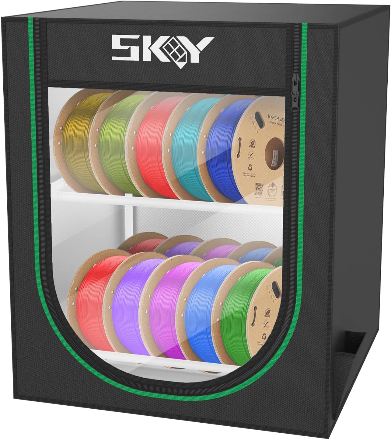 Skouphy 2-tier filament storage box with cloth cover for 20 rolls