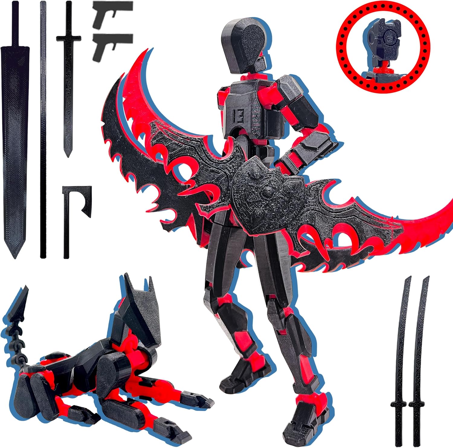 ROBTDUUMY T13 3D action figure set assembly completed multi-jointed movable black red