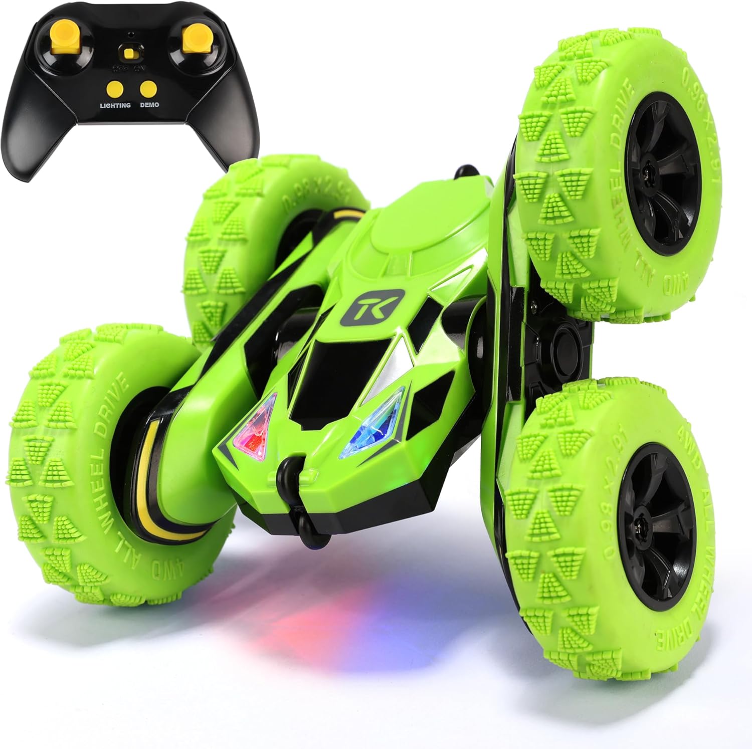 Threeking remote control RC car double sided flip stunt 4WD 360 flips kids toy