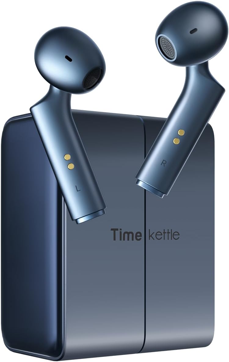 Timekettle W4 translation earbuds with bone-voiceprint sensor in blue