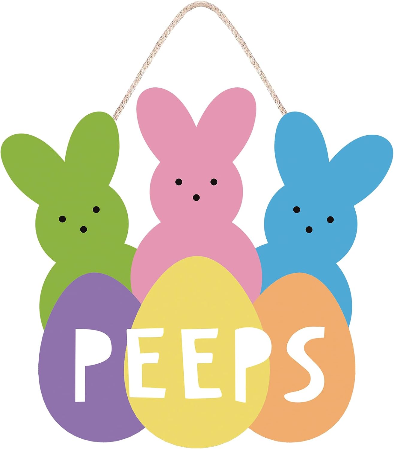 UMISKAM Welcome Peeps Easter bunny door hanger farmhouse wood wall window decor