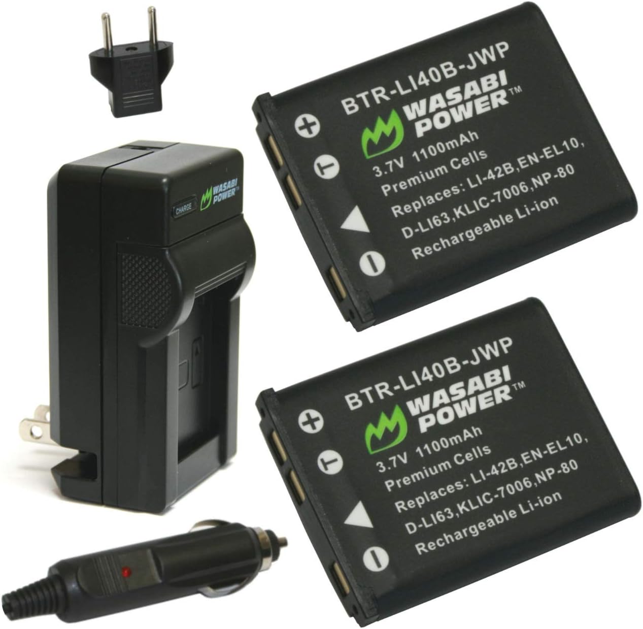 Wasabi Power Battery 2-Pack and Charger for Kodak PIXPRO FZ55 FZ53