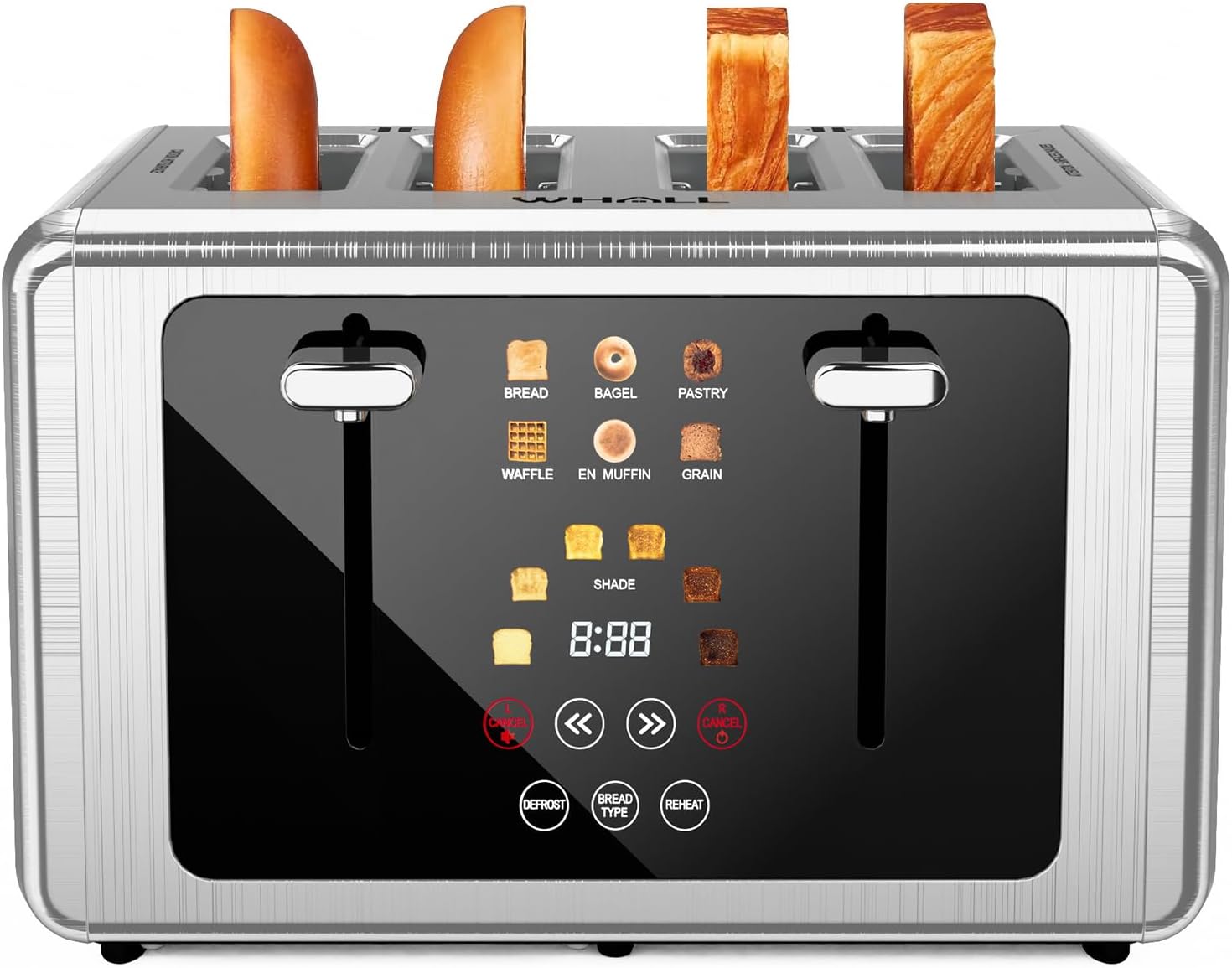 Whall 4-slice smart toaster touchscreen extra wide slots dual control countdown timer