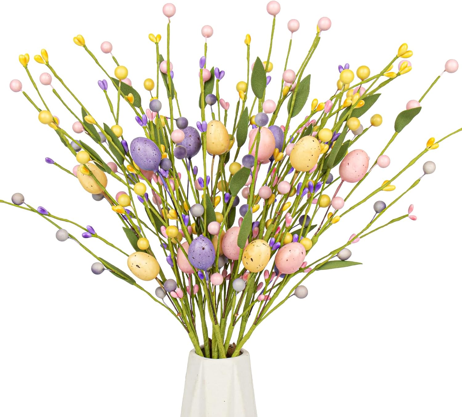 Yawwind 12 PCs Easter Table Flowers 17 inches egg floral stems colorful spring decor