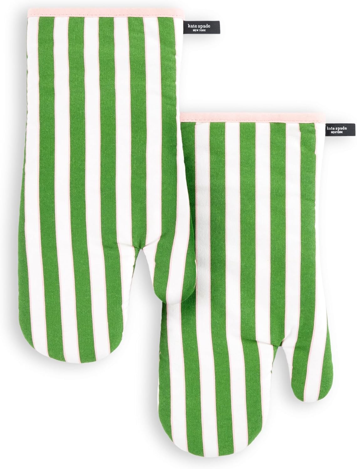 Kate Spade New York Botanical Stripe Oven Mitt 2-Pack Set Green Pink 7x13