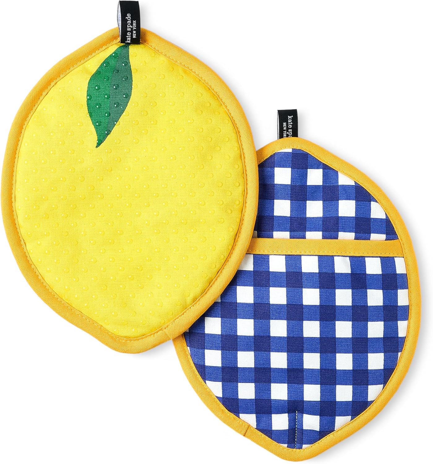 Kate Spade New York Lemon Party Spring Gingham Pot Holder 2-Pack Navy Yellow