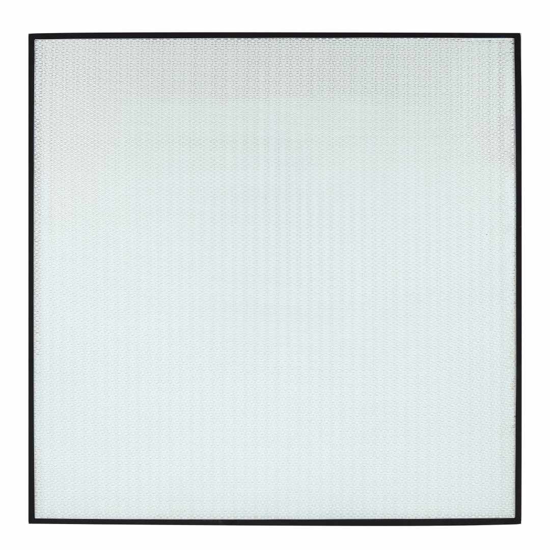 Close-up of a True HEPA filter showing dense fiber media that traps airborne particles