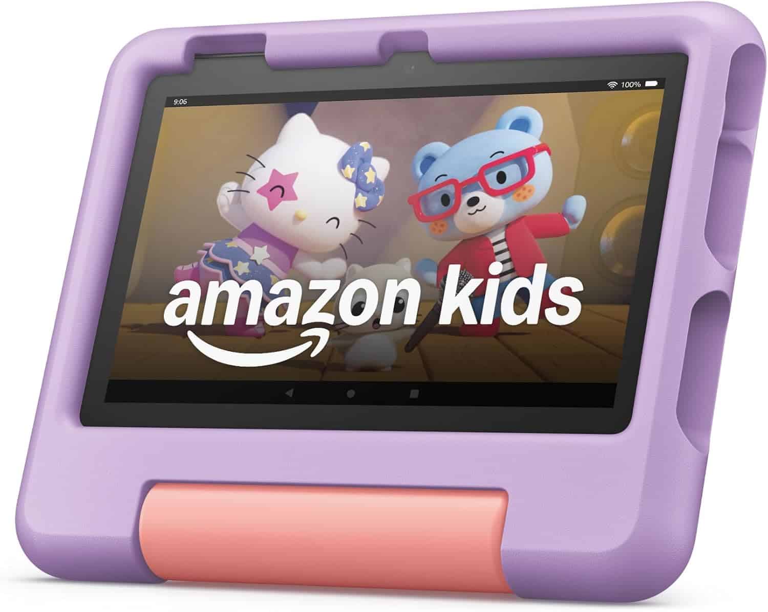 Amazon Fire 7 Kids tablet in purple, bundled with kid-proof case