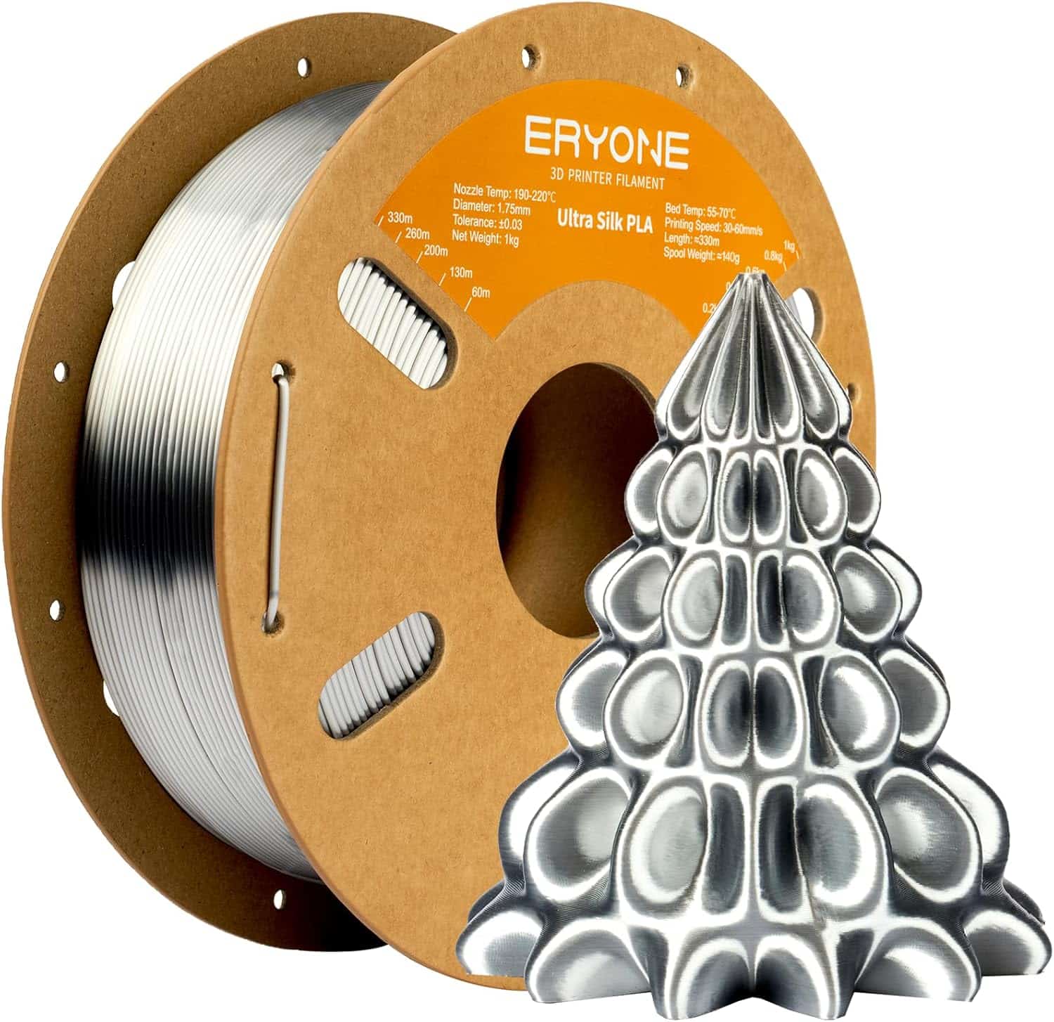ERYONE Silk PLA+ 1.75mm filament spool with glossy finish
