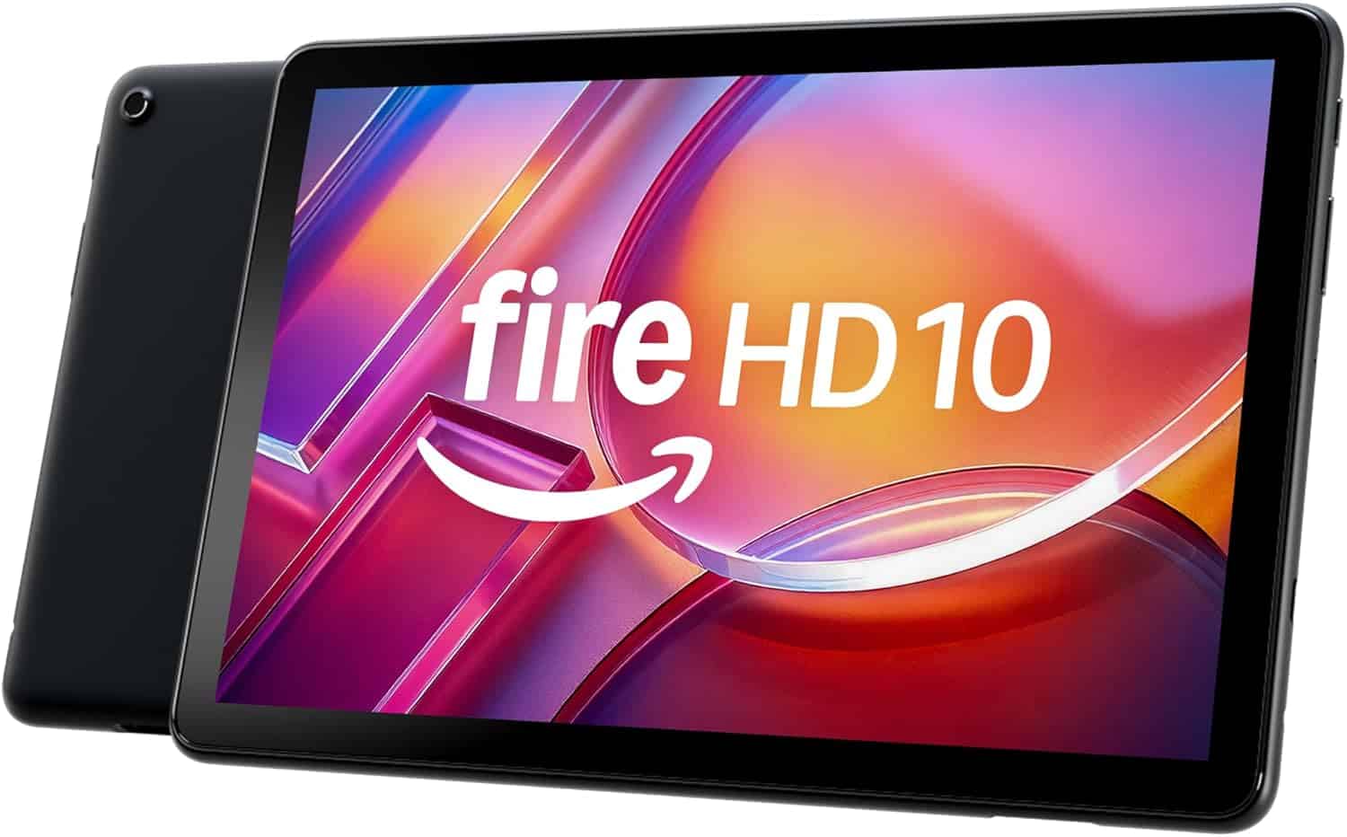 Amazon Fire HD 10 tablet in black showing a 10.1 inch full HD screen