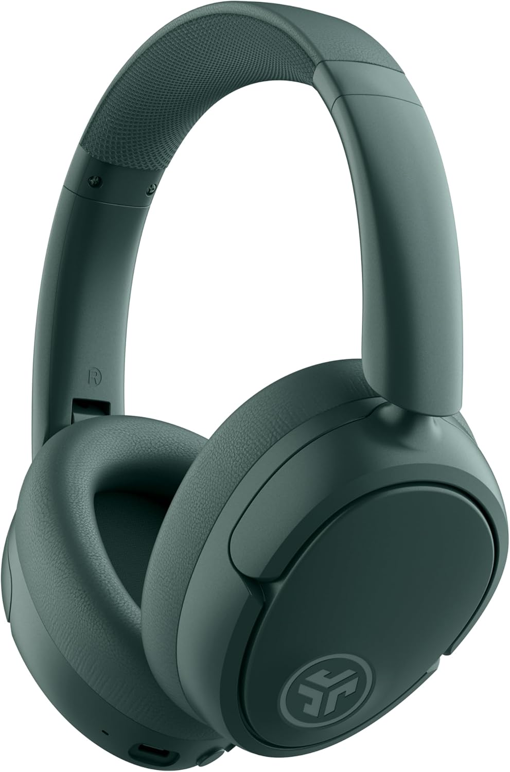 JLab JBuds Lux ANC over-ear headphones in sage green with visible cushioned ear cups