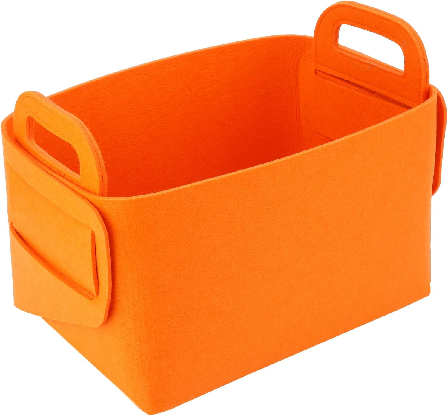 Minoisome collapsible felt storage basket in orange with carry handles