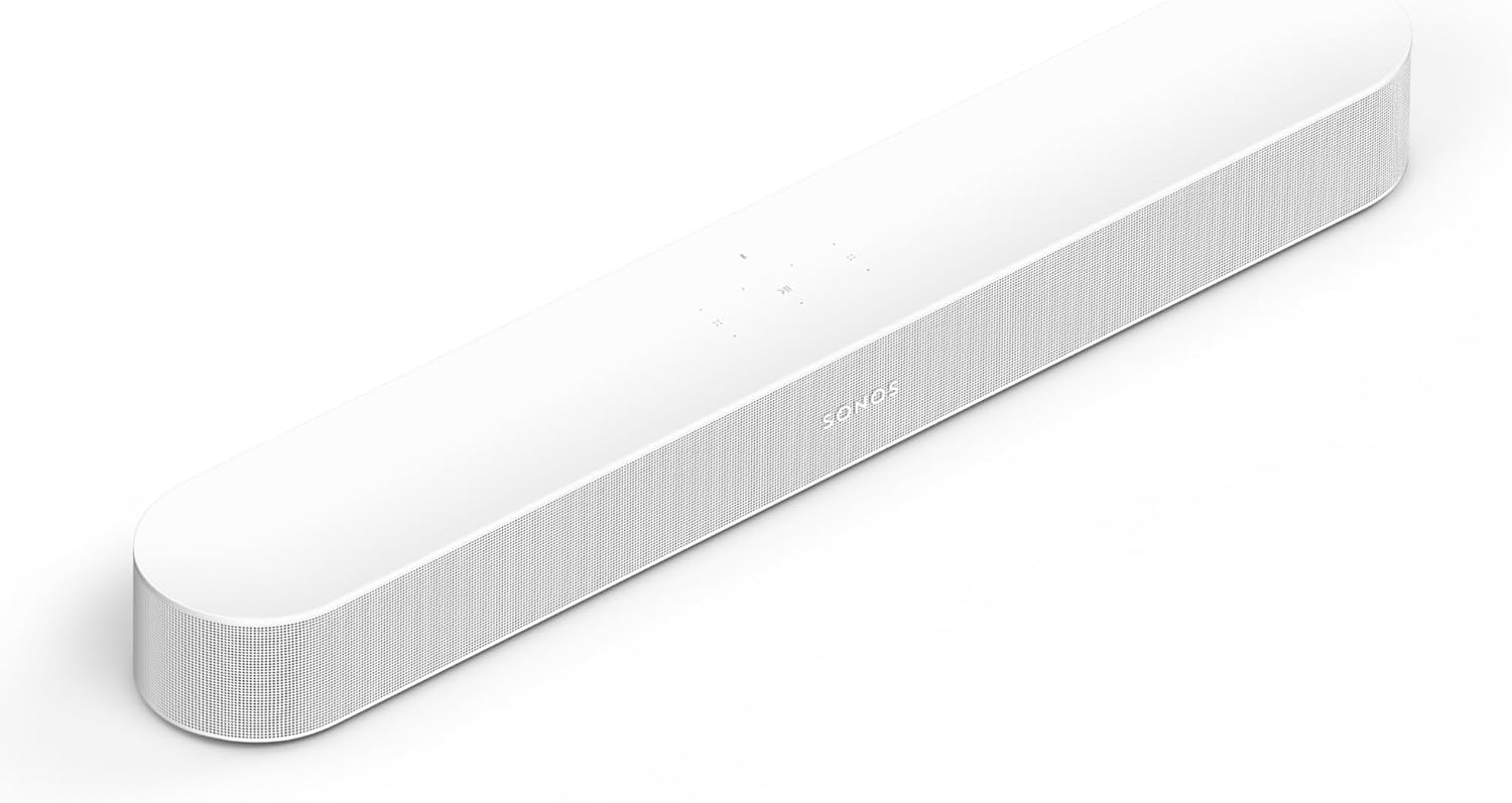 Sonos Beam Gen 2 compact soundbar in white finish under a television