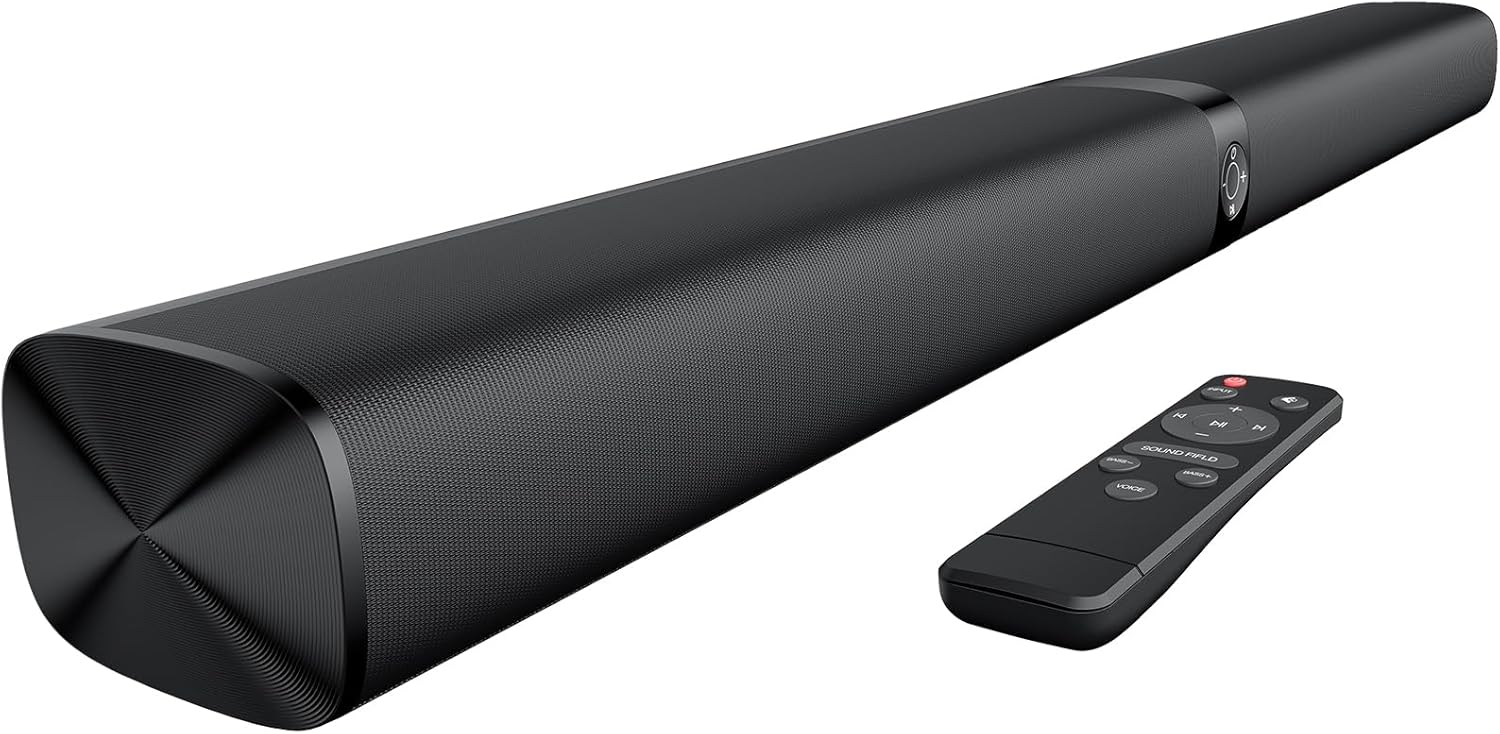Assistrust sound bar rear panel showing Bluetooth, ARC, optical, and AUX input ports