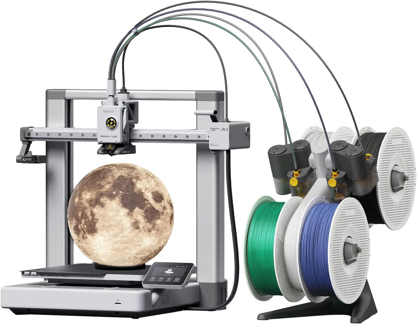 Bambu Lab A1 Combo 3D printer with AMS lite unit for multi-color printing
